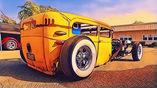 00010 Yellow Model A Rat Rod TET